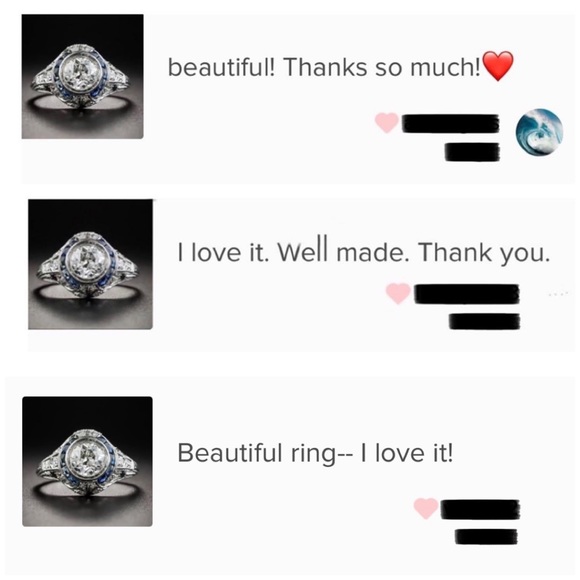 New Sterling Silver & Sapphire Art Deco Ring - Picture 7 of 8